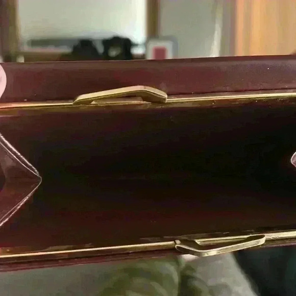 Cartier vintage bundle-elegant  Bordeaux wristlet & matching kiss lock wallet - Picture 16 of 16